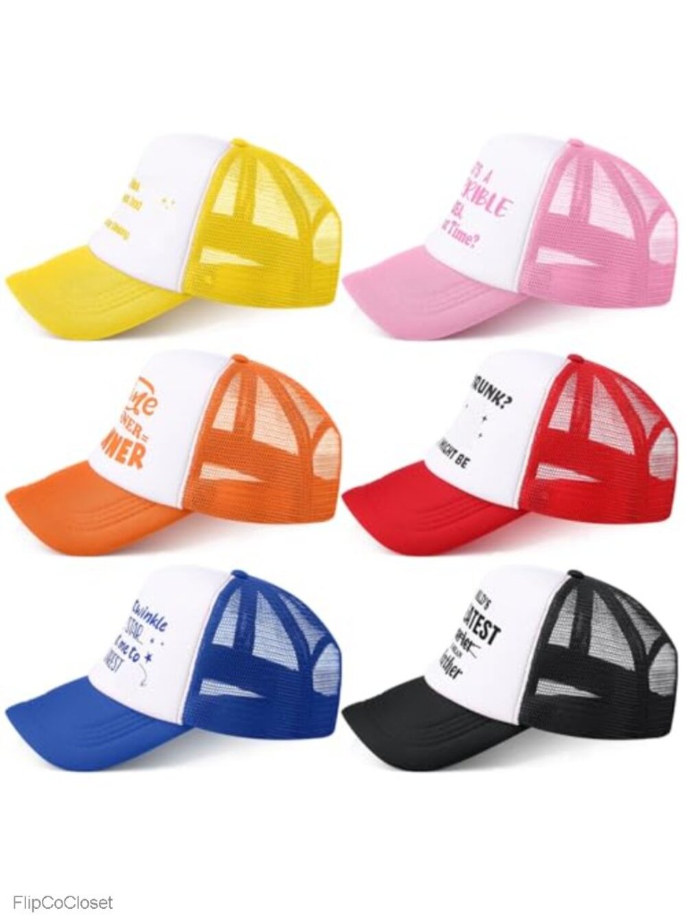 6 Funny Joke Baseball Caps, Adjustable Cotton Mesh Hats, Gag Gifts for Men